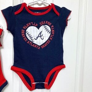 Atlanta Braves Baby Girl Set of 3 Onesies Red, White & Blue—NWT